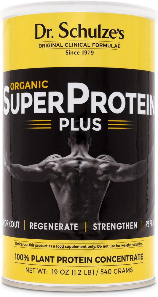 Dr. Schulze's SuperProtein Plus | 100% Plant Protein, Organic Powder, B-12 & Spirulina | 19 oz